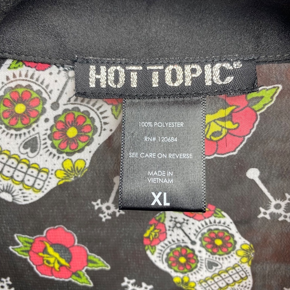 Hot Topic Multicolor Skull Pattern Blouse - Picture 3 of 4